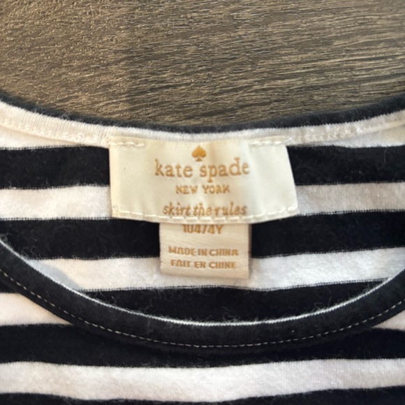 kate spade Black and White Striped Kids Top with Red Flower - Picture 2 of 3
